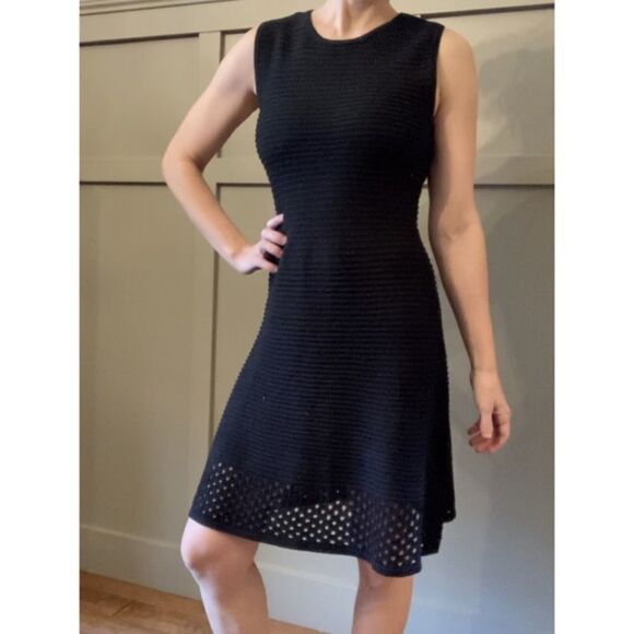 𝅺bb Dakota Black Ribbed Wool Blend Knit Sleeveless Dress Size Medium - Picture 1 of 7